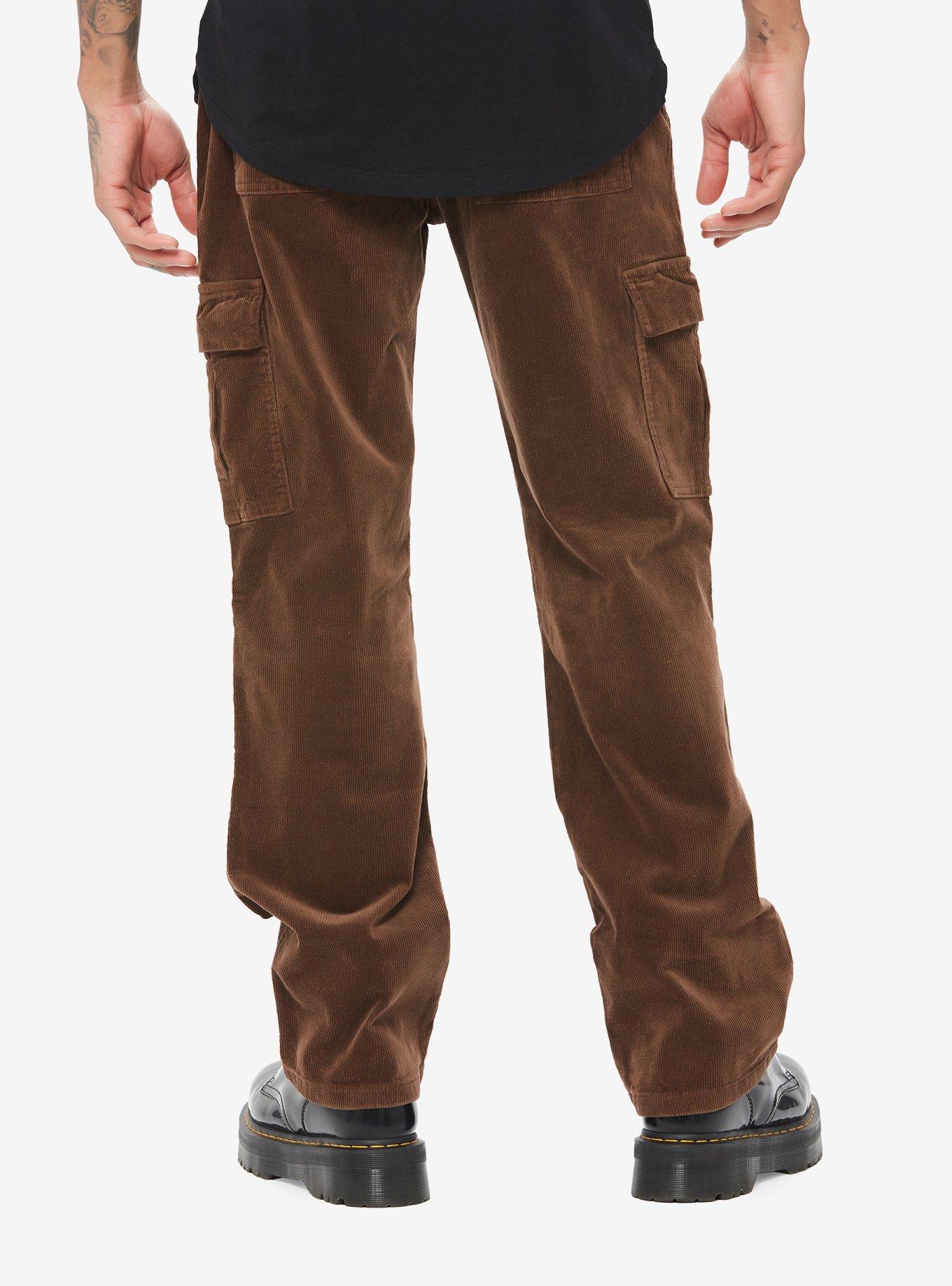 Brown Wide Leg Corduroy Pants, BROWN, alternate