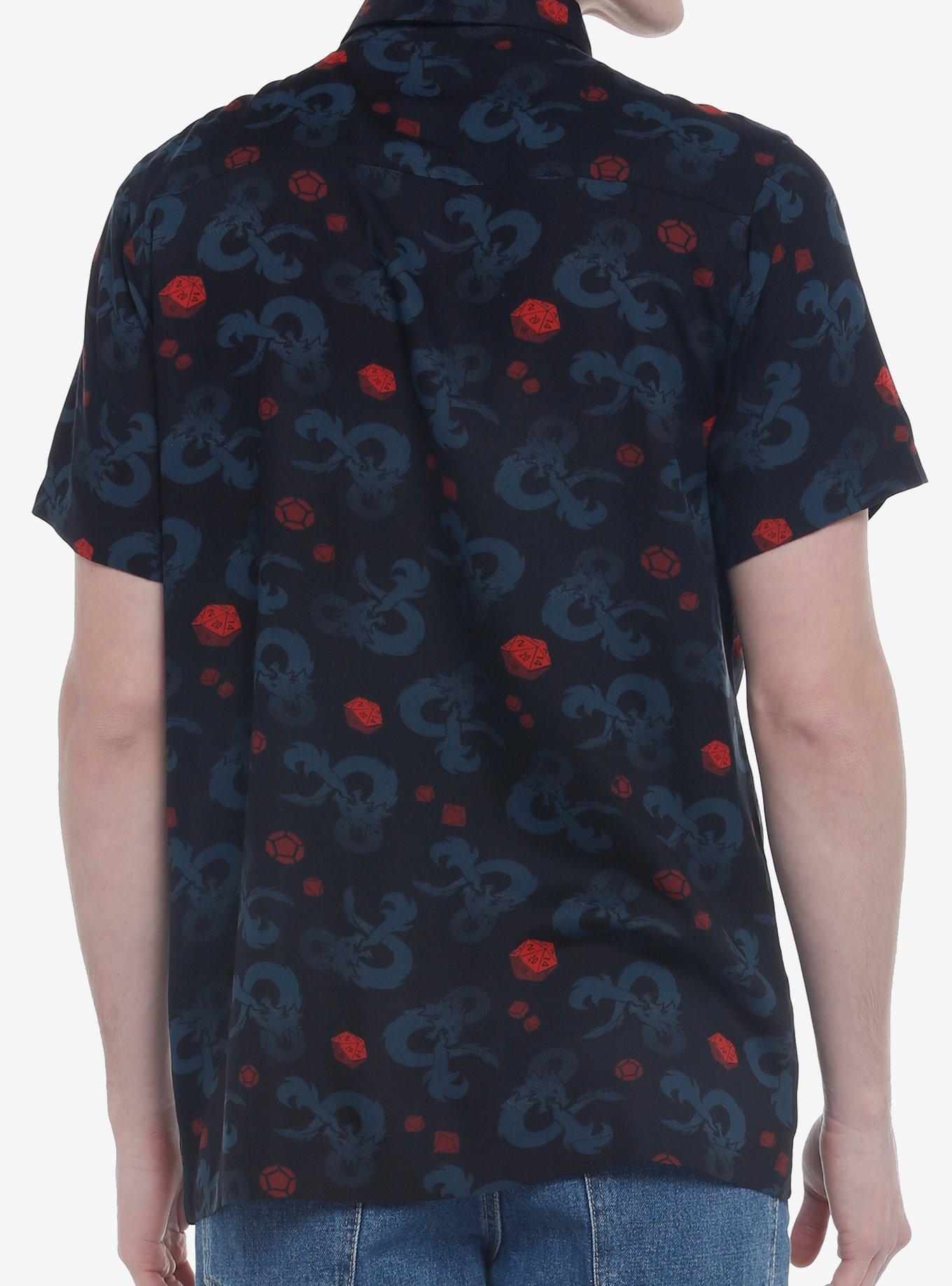 Dungeons & Dragons Logo Woven Button-Up, BLACK, alternate