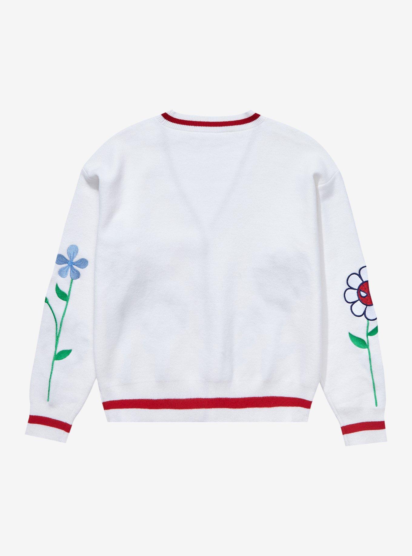 Marvel Spider-Man Flower Women’s Knit Cardigan - BoxLunch Exclusive , OFF WHITE, alternate