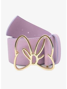 Disney Minnie Mouse Gold Bow Buckle Lilac Vegan Leather Belt, , hi-res