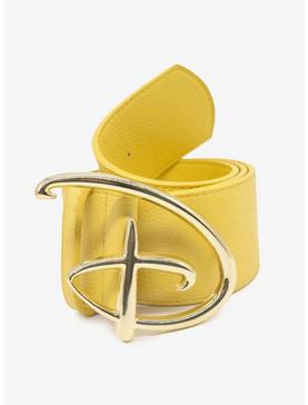 Disney Signature D Logo Gold Buckle Yellow Vegan Leather Belt, , hi-res
