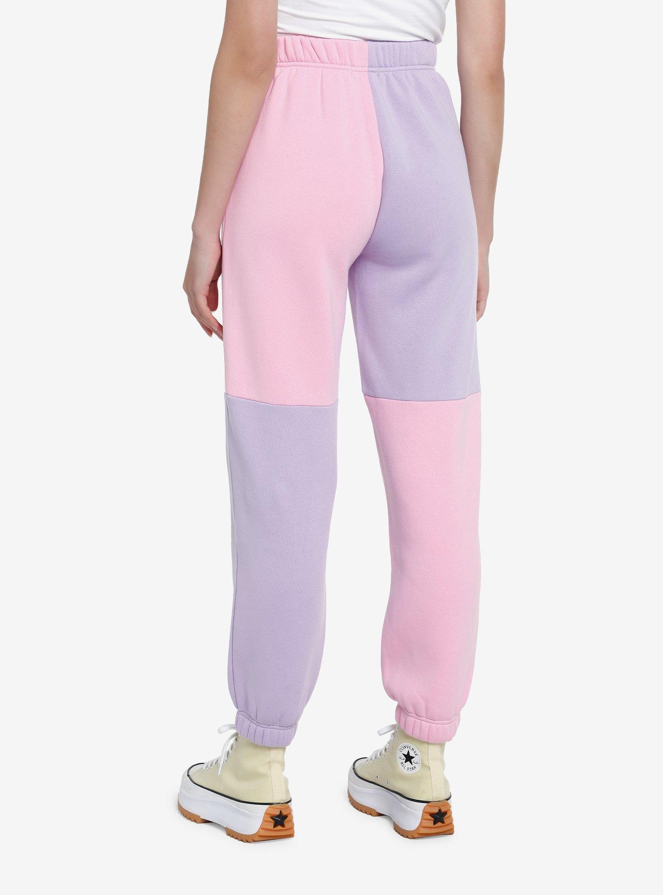 Pastel Clown Bear Color-Block Girls Jogger Sweatpants, , hi-res