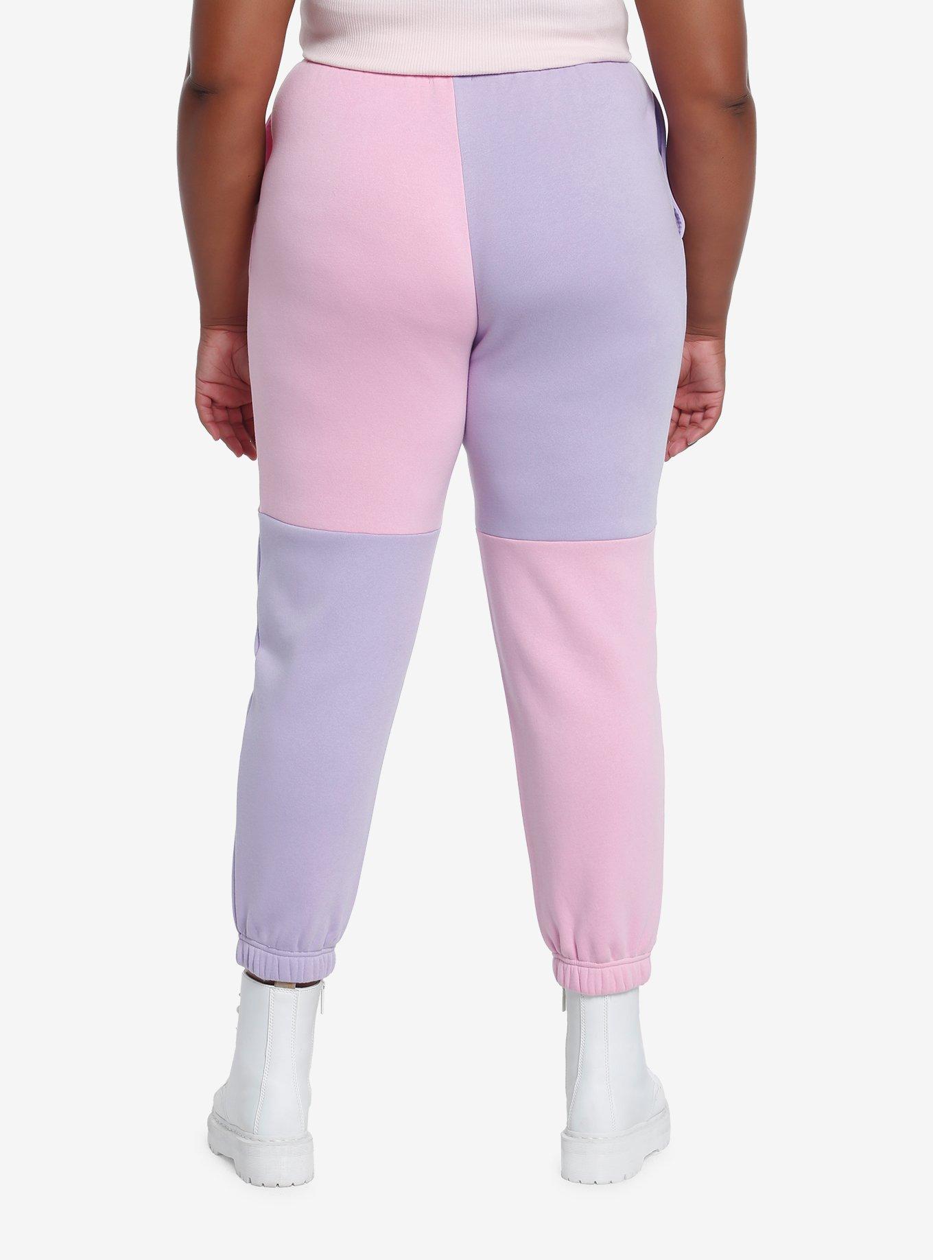 Pastel Clown Bear Color-Block Girls Jogger Sweatpants Plus Size, MULTI, alternate