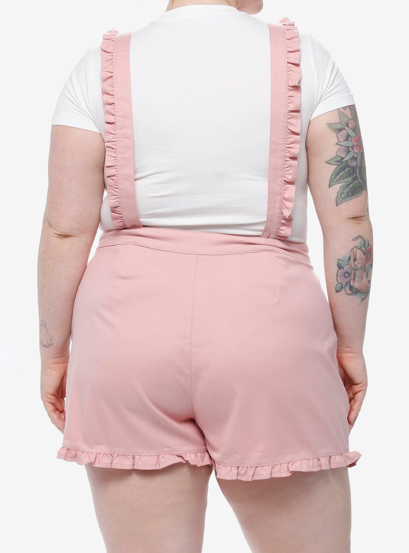 My Melody Mushroom Pink Ruffle Shortalls Plus Size | Hot Topic