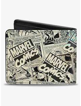 Marvel 4 Avenger Superhero Action Marvel Comics Logo Scenes Multi Bifold Wallet, , hi-res