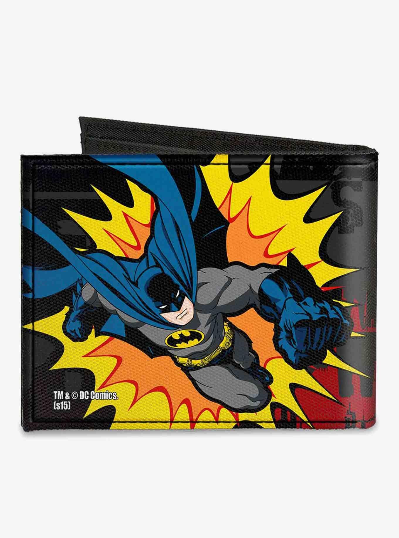DC Comics Batman Action Poses Whoom Canvas Bifold Wallet, , alternate