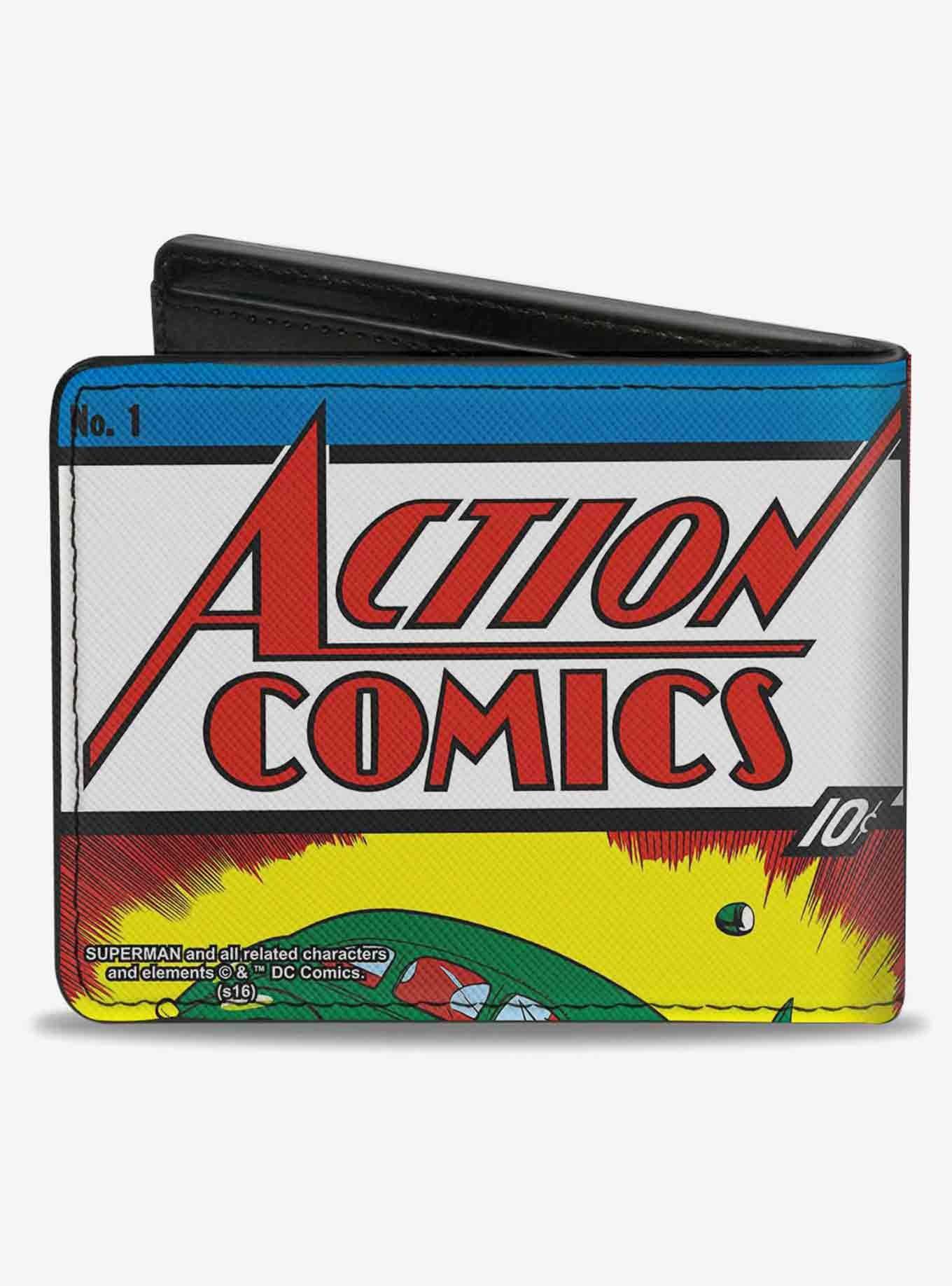 DC Comics Classic Action Comics Issue 1 Superman Lifting Car Cover Pose Bifold Wallet, , alternate