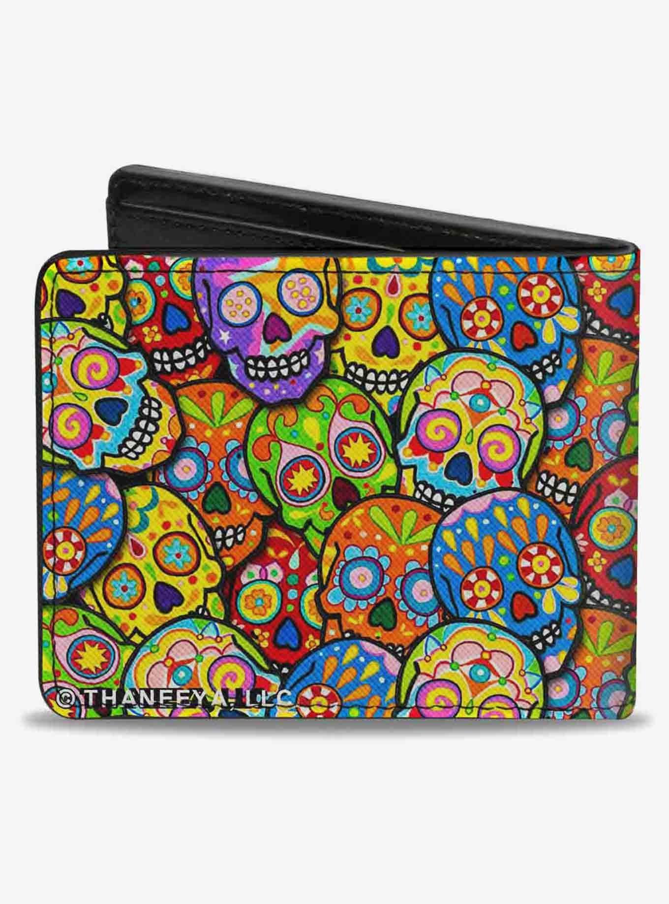 Colorful Calaveras Stacked Bifold Wallet, , hi-res