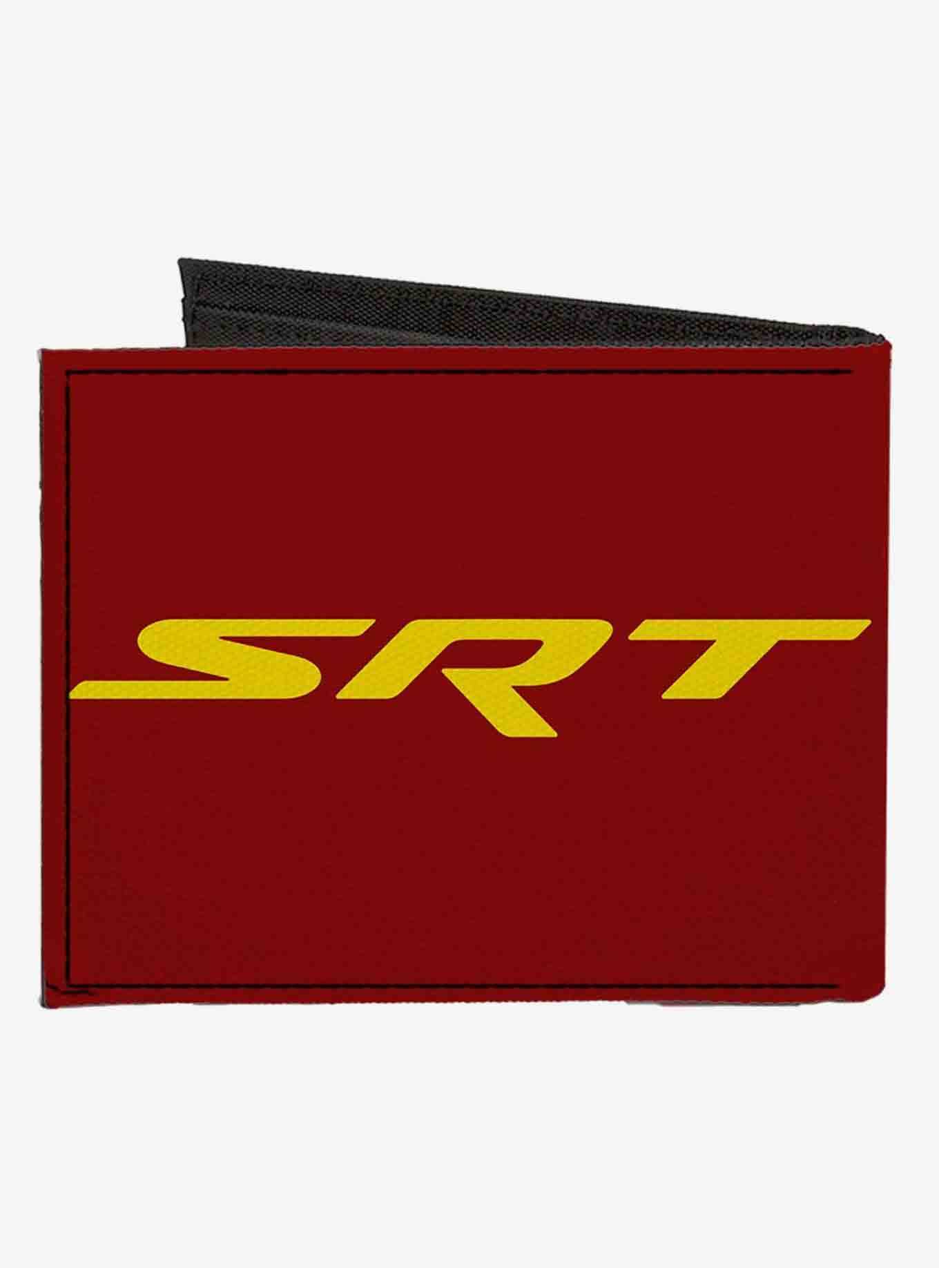 Dodge Hellcat Logo SRT Burgundy Canvas Bifold Wallet, , hi-res
