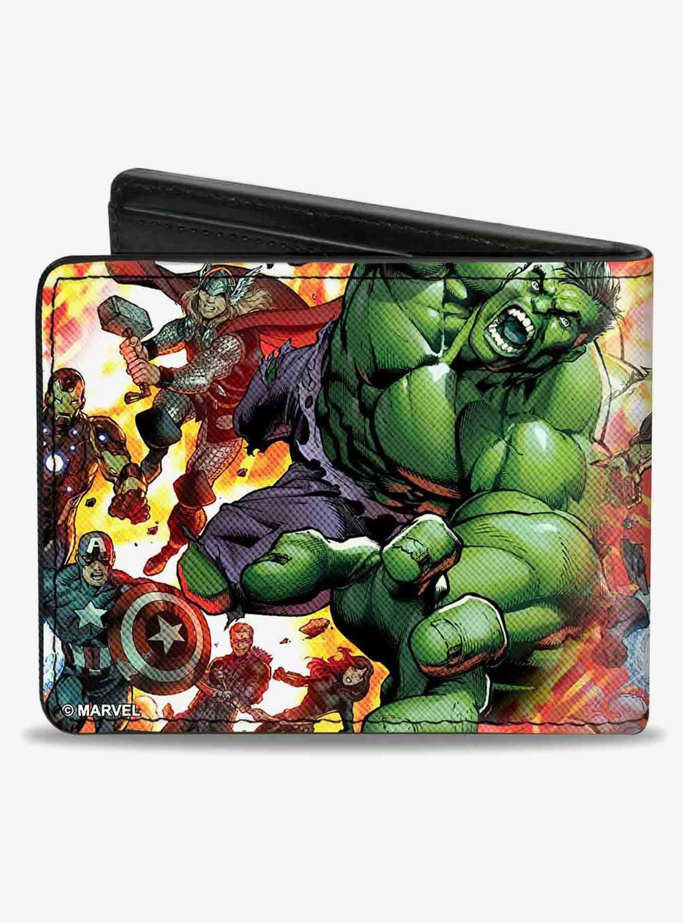 Marvel Avengers Assemble Issue 2 6 Superhero Explosion Cover Pose Bifold Wallet, , hi-res