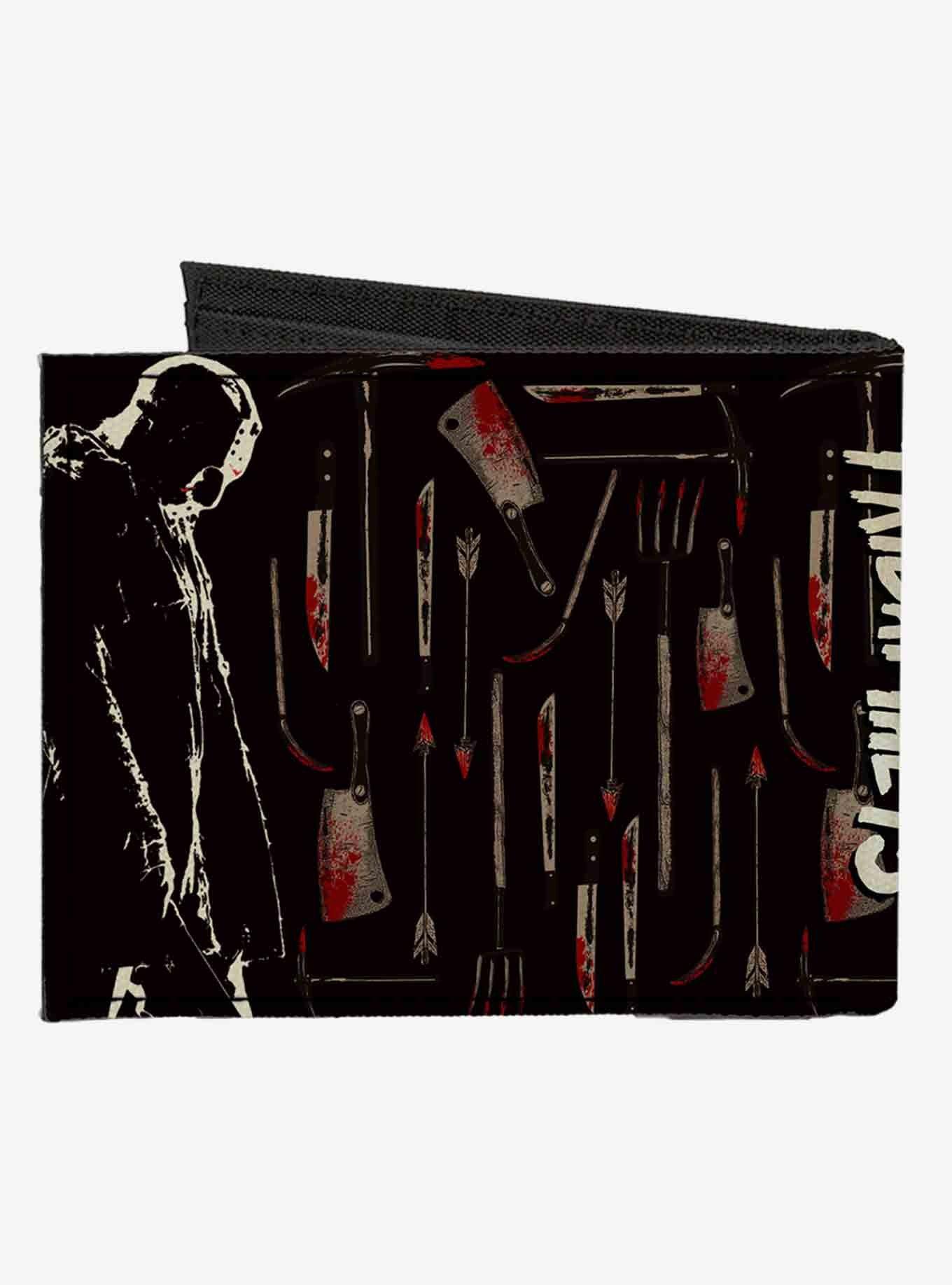 Friday The 13th Jason Machete Pose Bloody Tools Canvas Bifold Wallet, , alternate