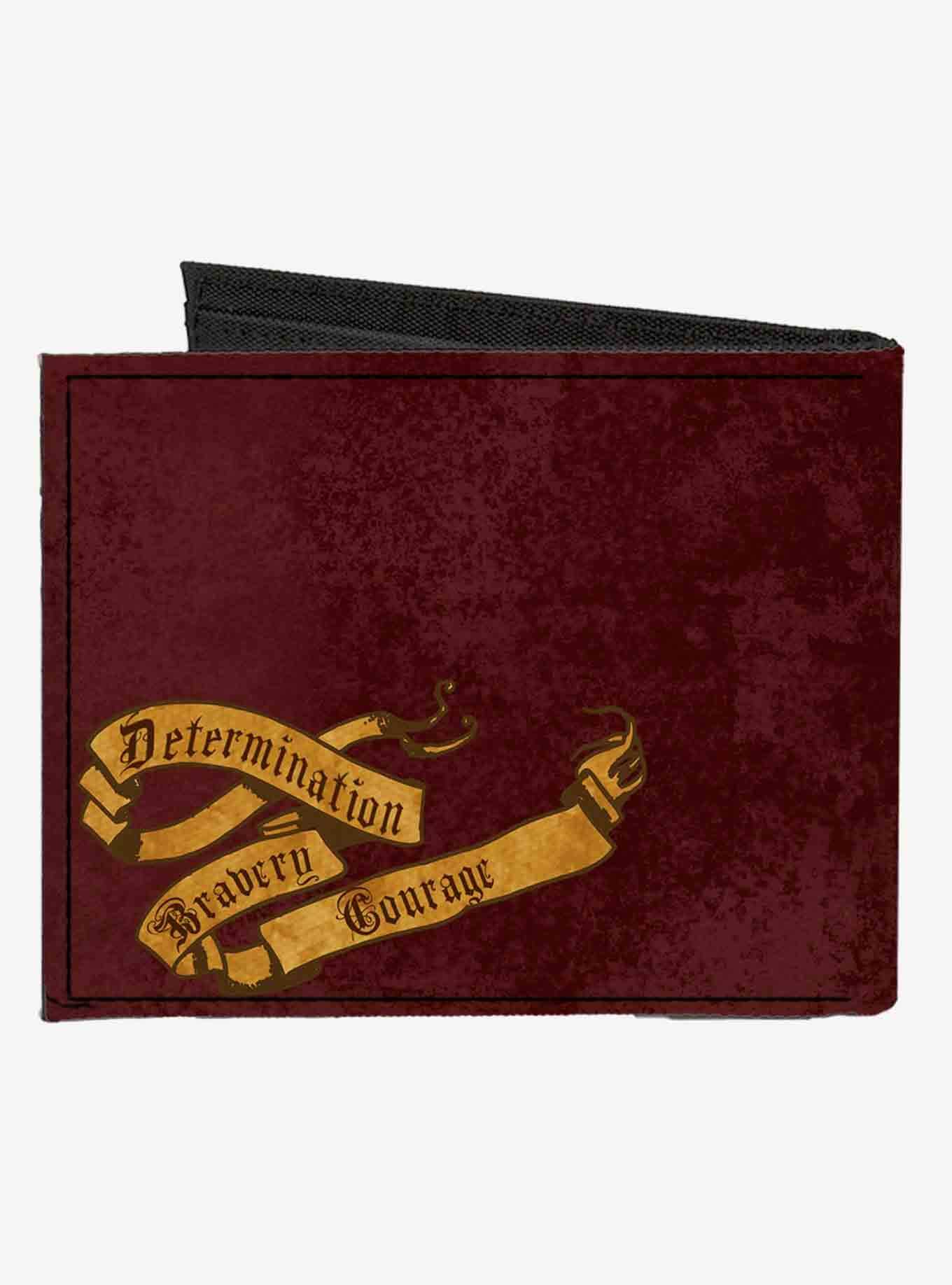 Harry Potter Gryffindor Lion Crest Determination Bravery Courage Banner Canvas Bifold Wallet, , hi-res