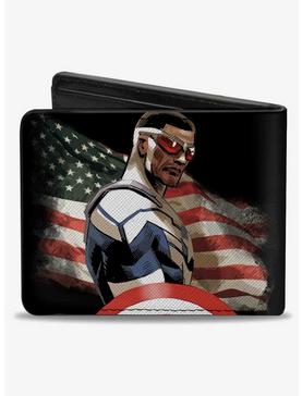 Marvel Captain America Sam Wilson American Flag Pose Bifold Wallet, , hi-res