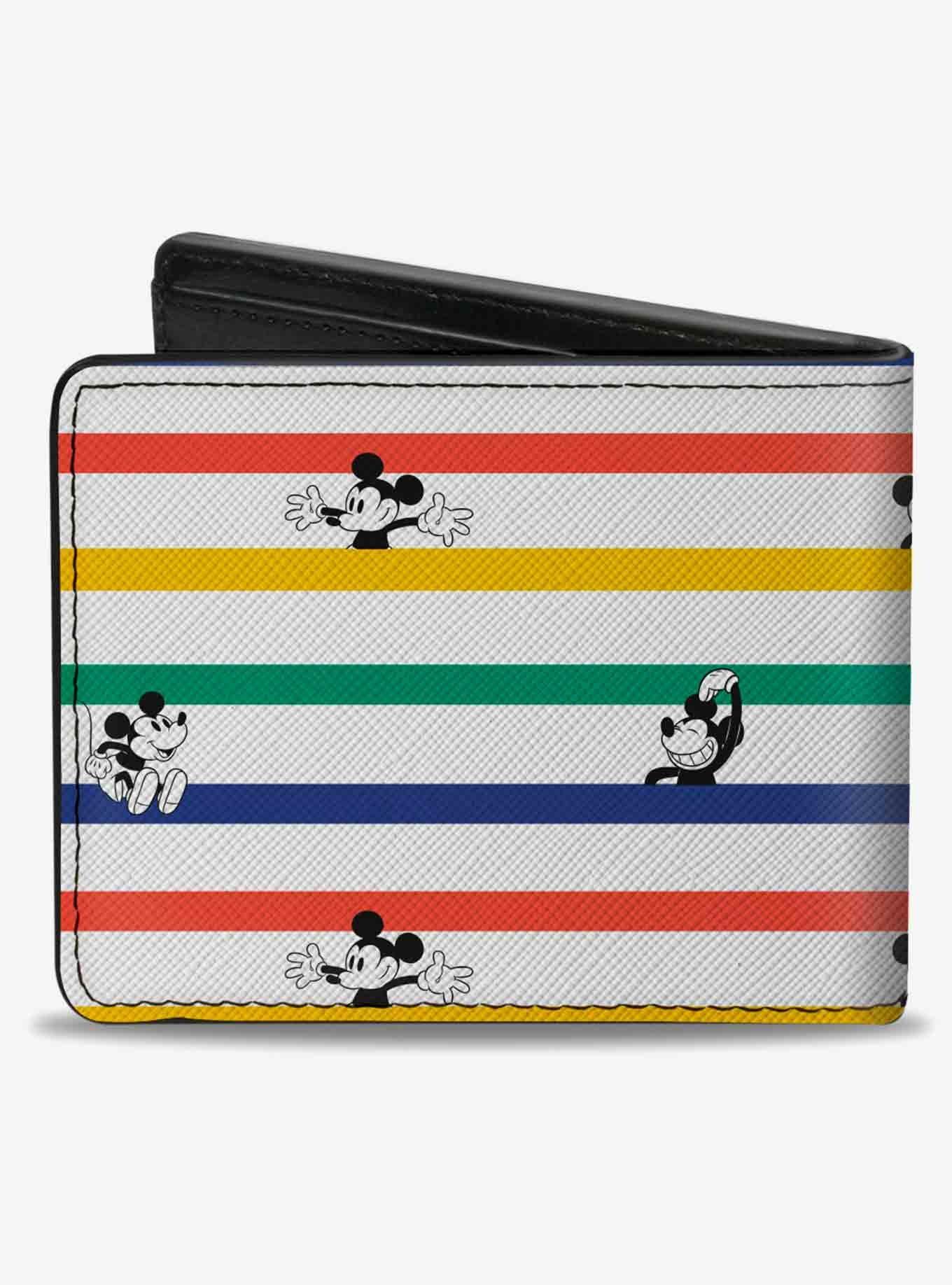 Disney Mickey Mouse Poses Stripes Bifold Wallet, , hi-res