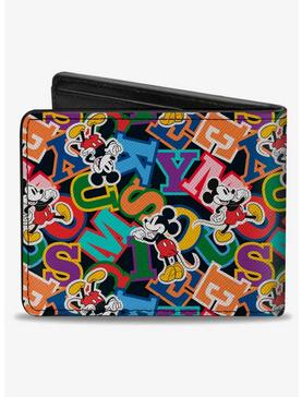 Disney Mickey Mouse Poses and Letters Collage Bifold Wallet, , hi-res