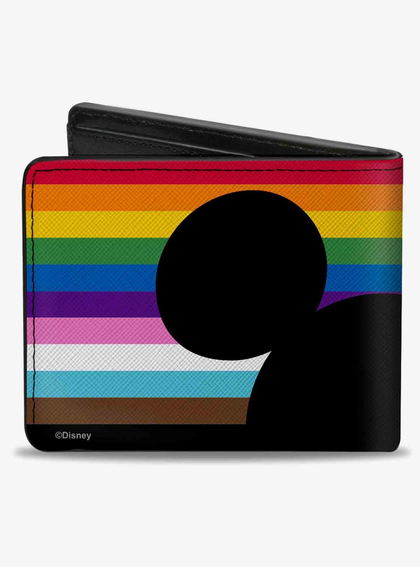 Disney Mickey Mouse Pride Ears Icon Inclusion Rainbow Stripe Bifold Wallet, , hi-res