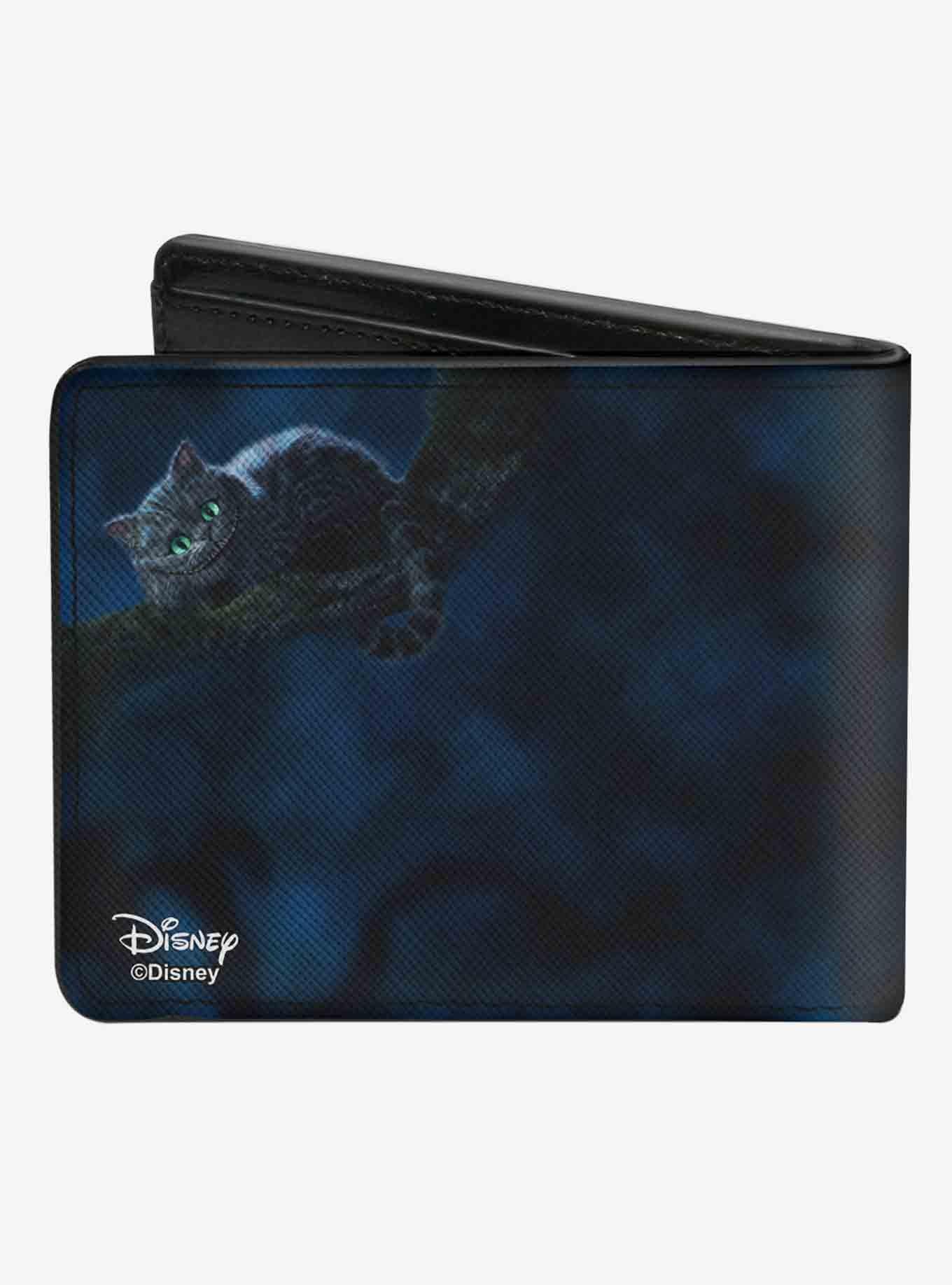 Disney Tim Burton's Alice In Wonderland Cheshire Cat Eyes Teeth Tree Pose Smokey Bifold Wallet