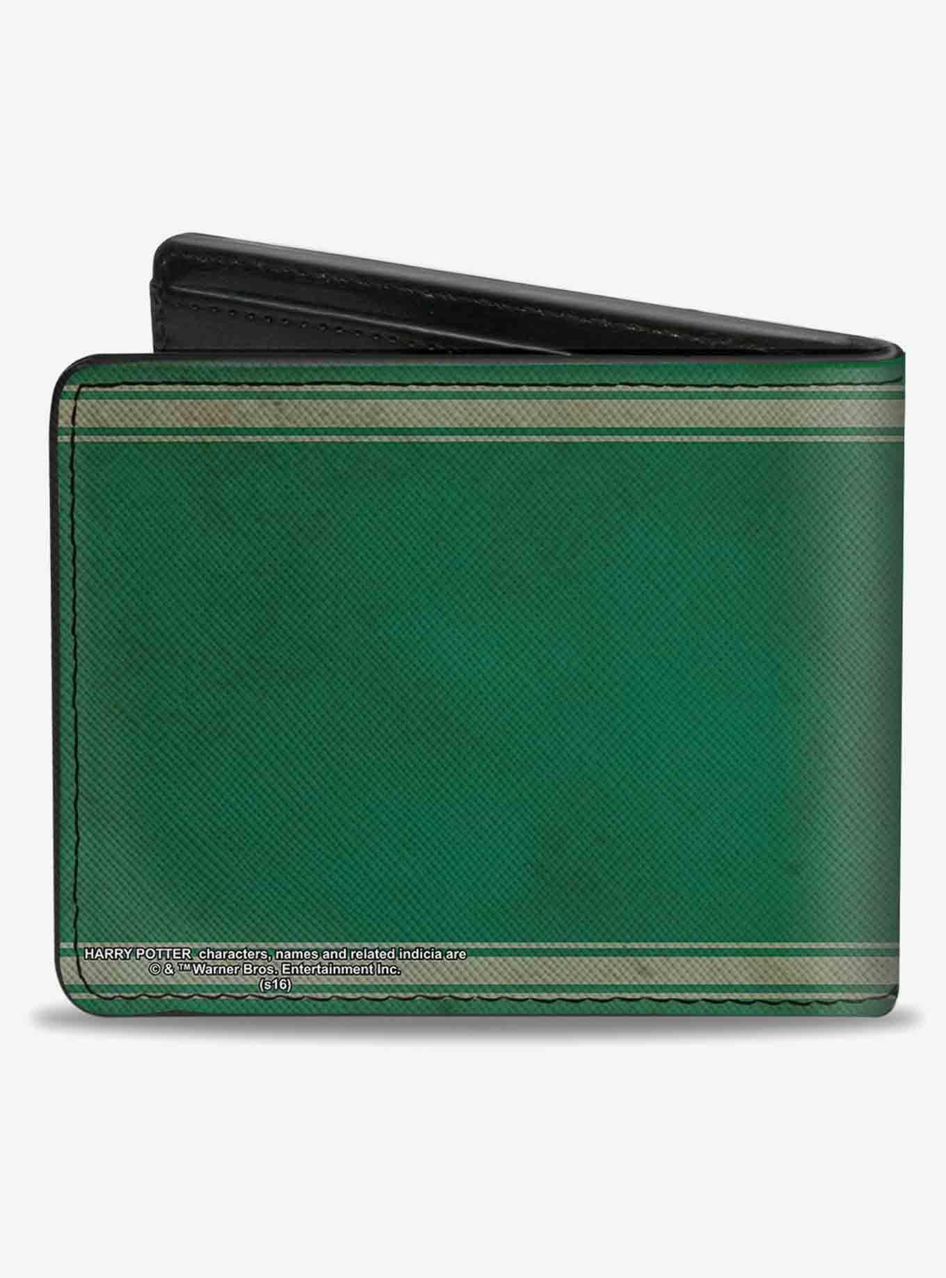 Harry Potter SlyTherin Crest Stripe Weathered Bifold Wallet, , hi-res