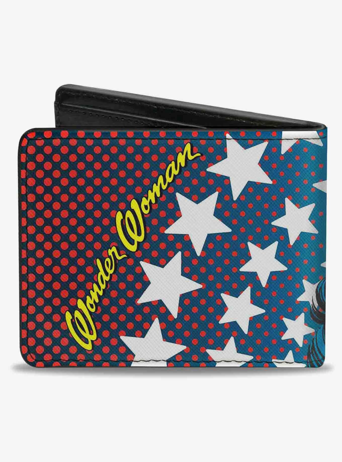 DC Comics Wonder Woman Stars Face Halftone Bifold Wallet, , alternate