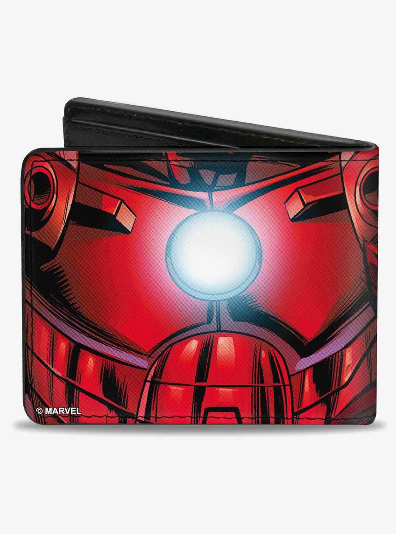 Marvel Iron Man Face Chest Arc Reactor Close Up Bifold Wallet, , alternate - view 2