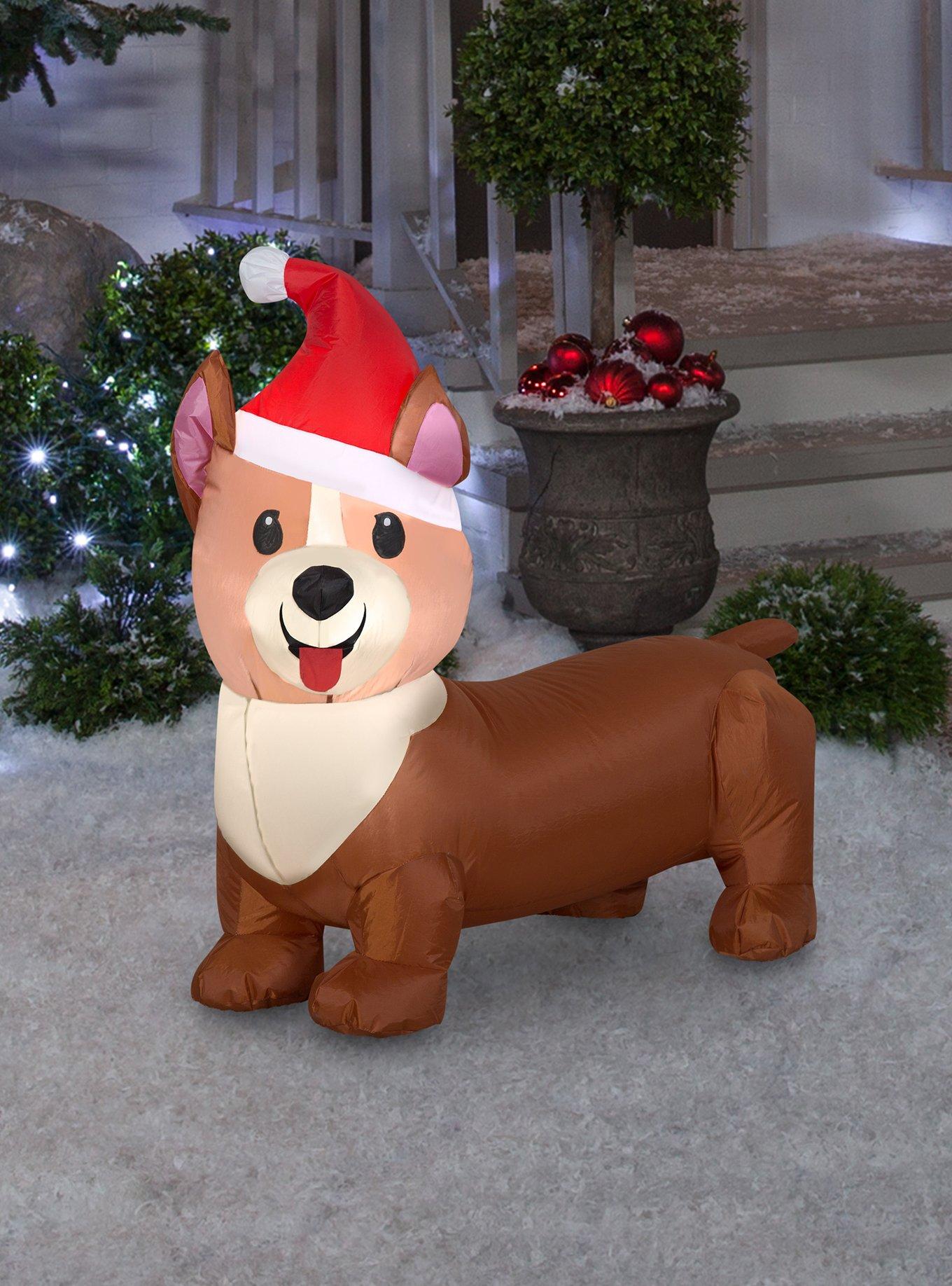 Corgi Dog With Santa Hat Small Airblown, , hi-res