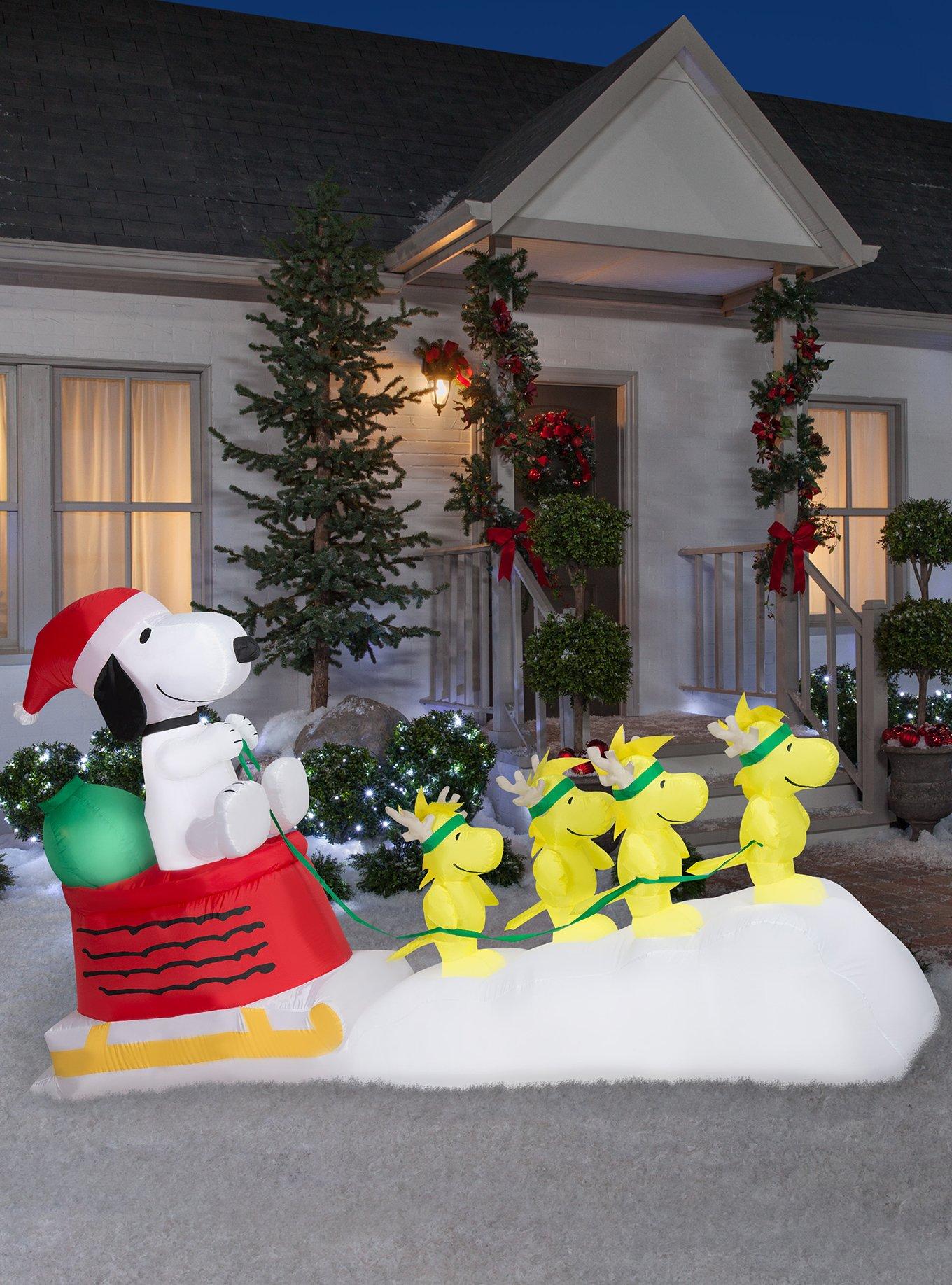 Peanuts Snoopy In Dog Bowl Sleigh With Woodstocks Airblown, , alternate