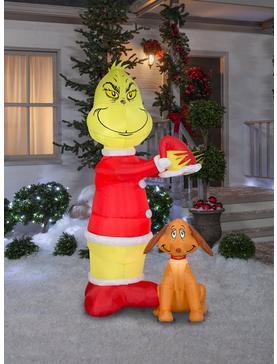 The Grinch Putting Santa Hat On Max Animated Airblown, , hi-res