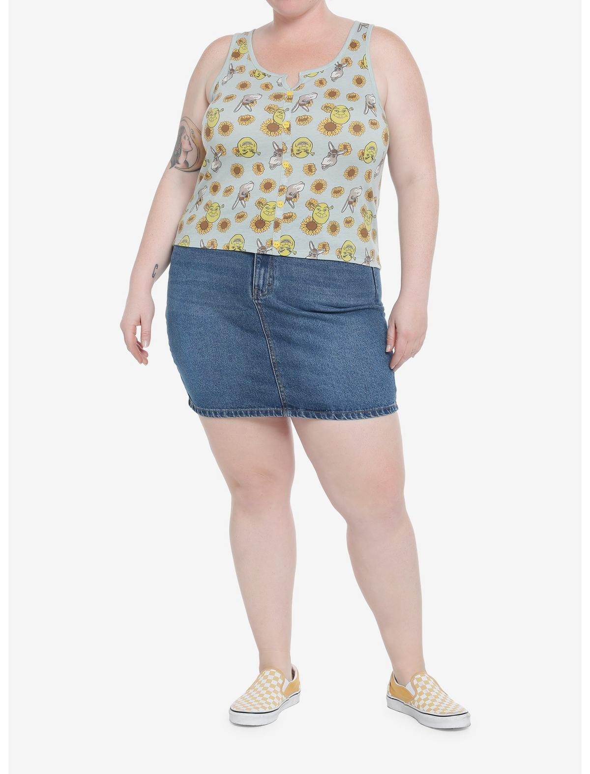 Shrek Donkey Sunflower Henley Tank Top Plus Size, , hi-res