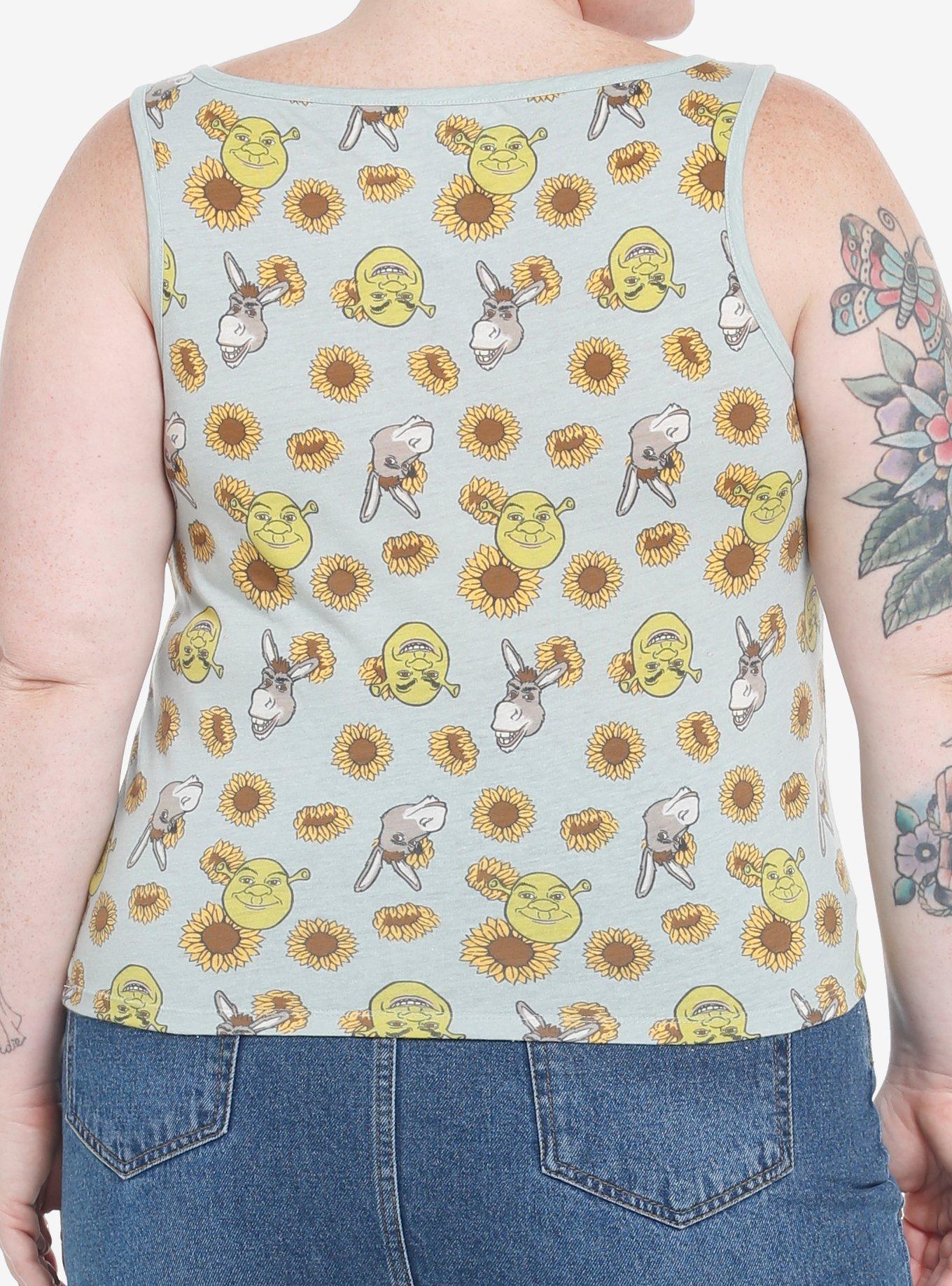 Shrek Donkey Sunflower Henley Tank Top Plus Size, MULTI, alternate