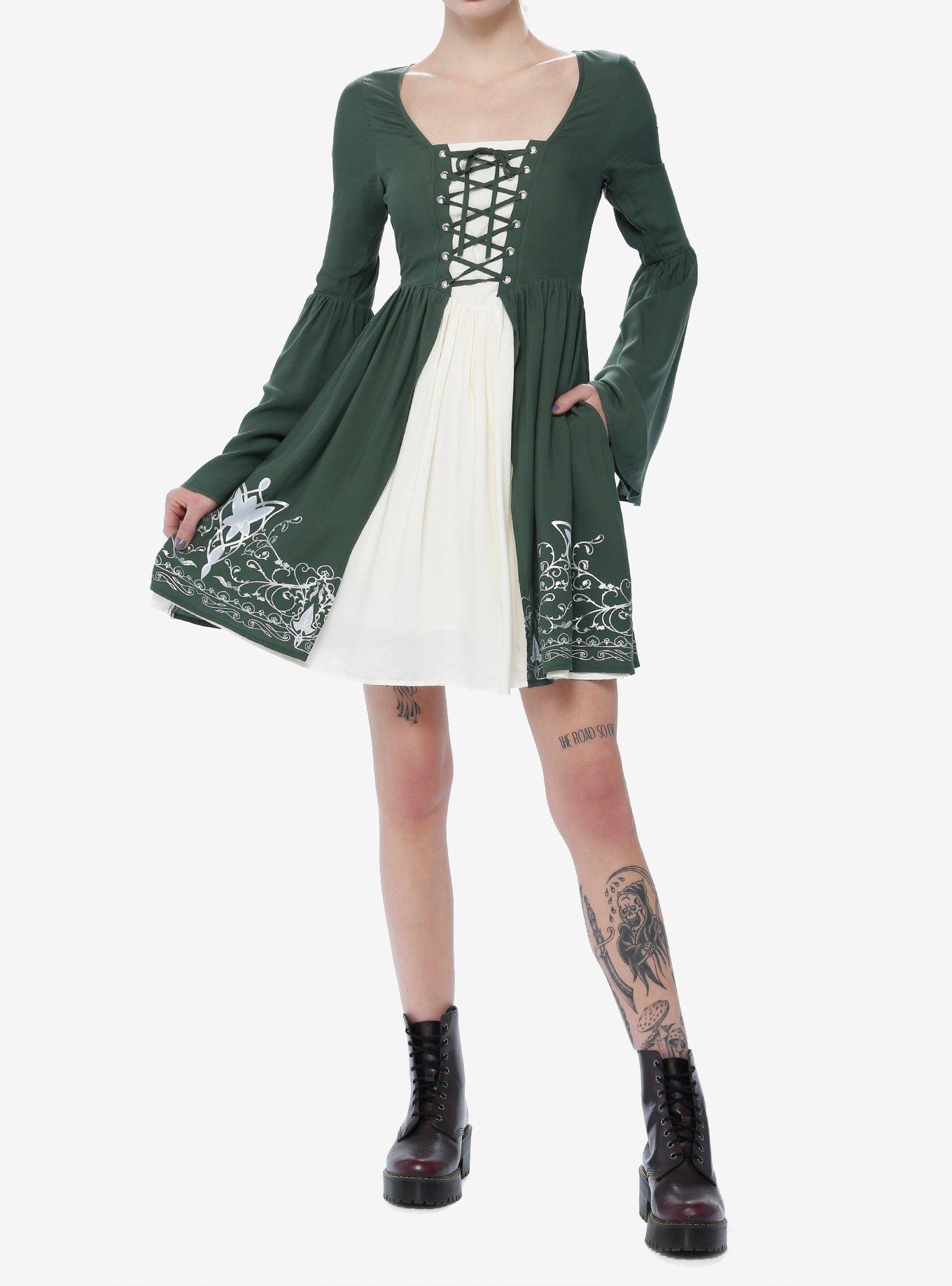 The Lord Of The Rings Elven Dress, GREEN  WHITE, alternate