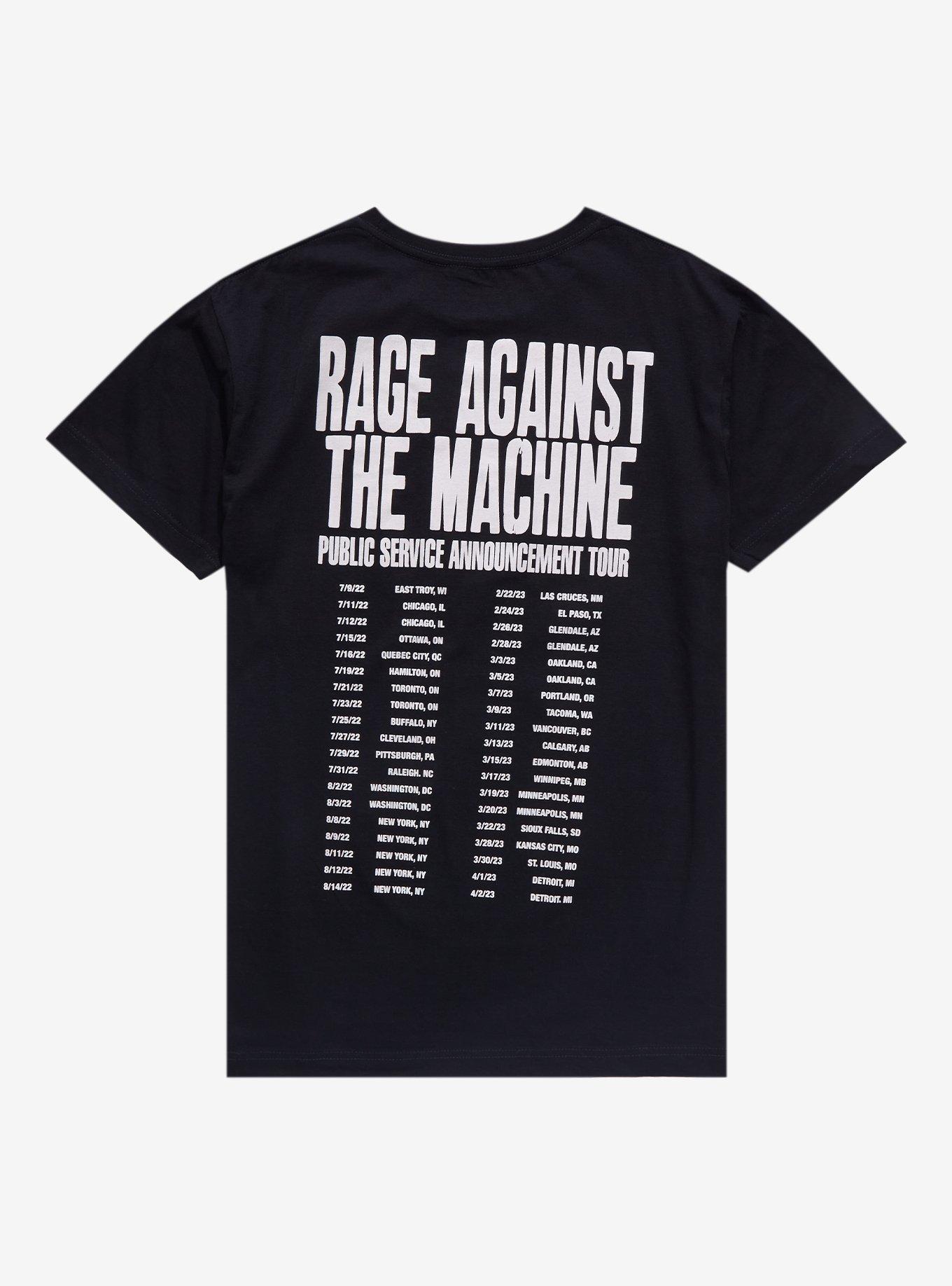 Rage Against The Machine Public Service Announcement Tour 2022 T-Shirt, BLACK, alternate
