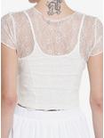 Thorn & Fable Ivory Lace-Up Girls Lace Crop Top, IVORY, alternate