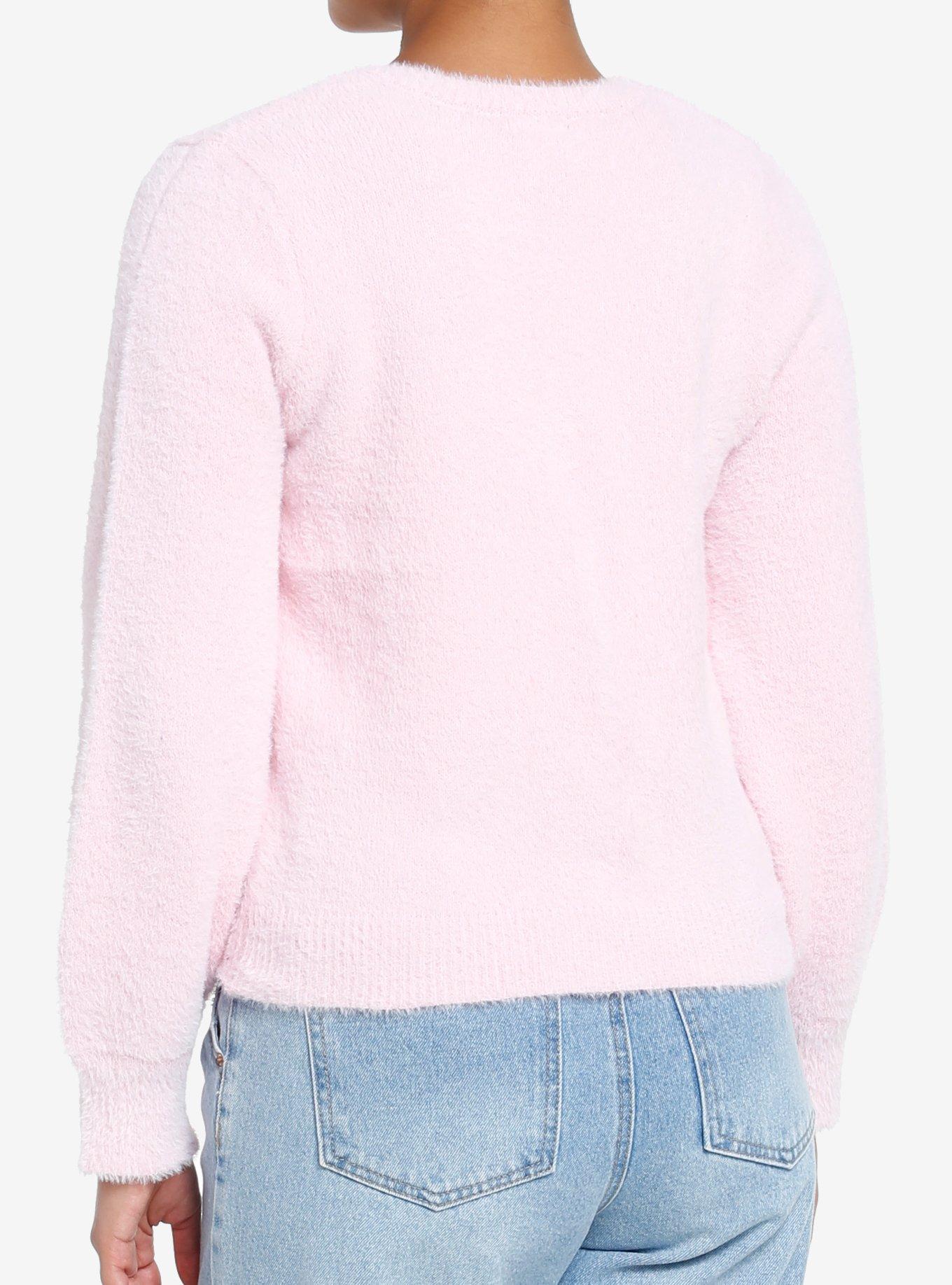 Sweet Society Pink Rose Fuzzy Girls Cardigan, PINK, alternate