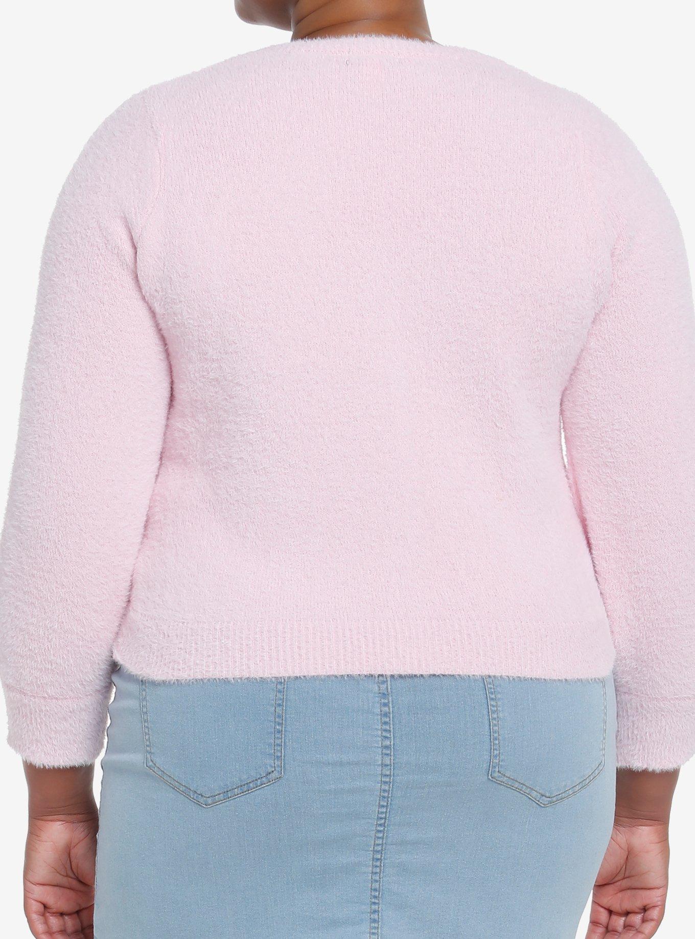 Sweet Society Pink Rose Fuzzy Cardigan Plus Size, PINK, alternate