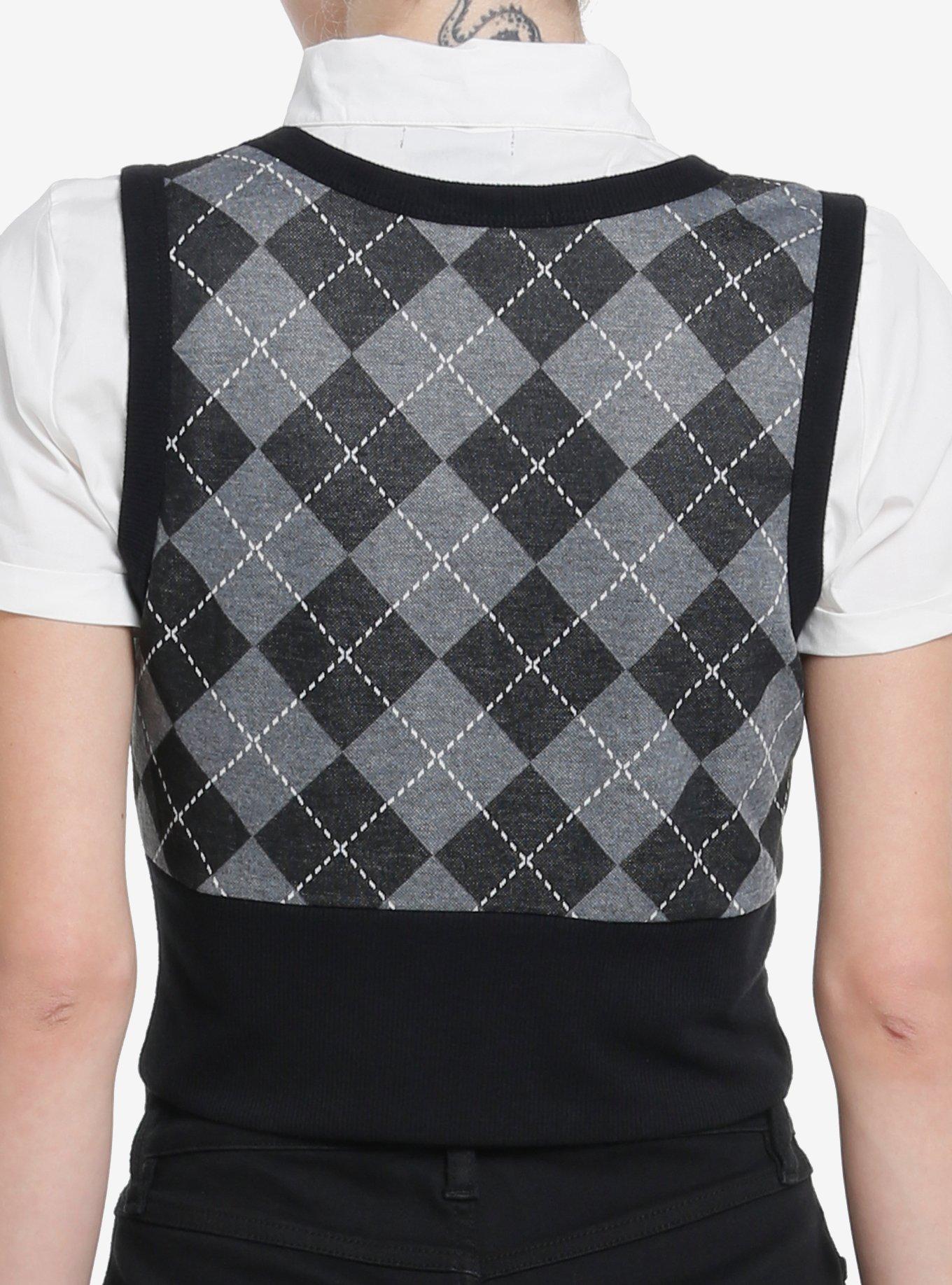Social Collision Argyle Vest Girls Woven Twofer Top, ARGYLE, alternate