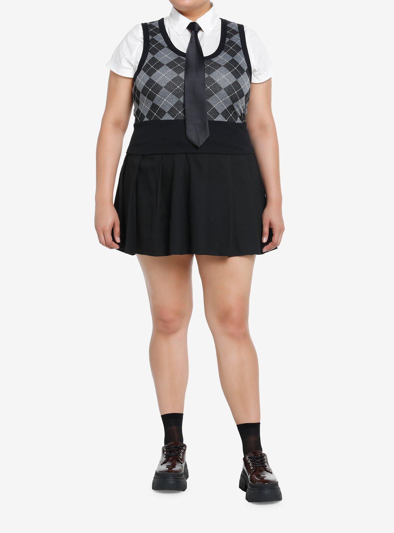 Social Collision Argyle Vest Girls Woven Twofer Plus Size, ARGYLE, alternate