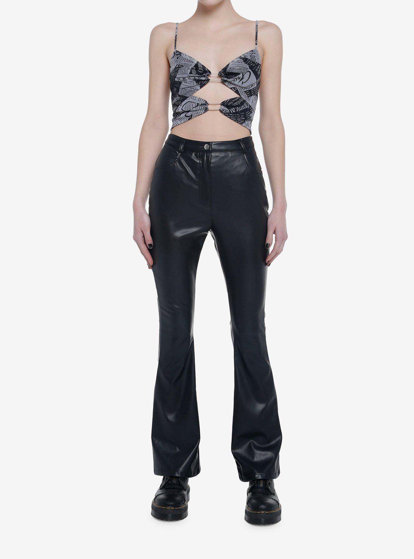 Newsprint Cutout Strappy Girls Tank Top, MULTI, alternate