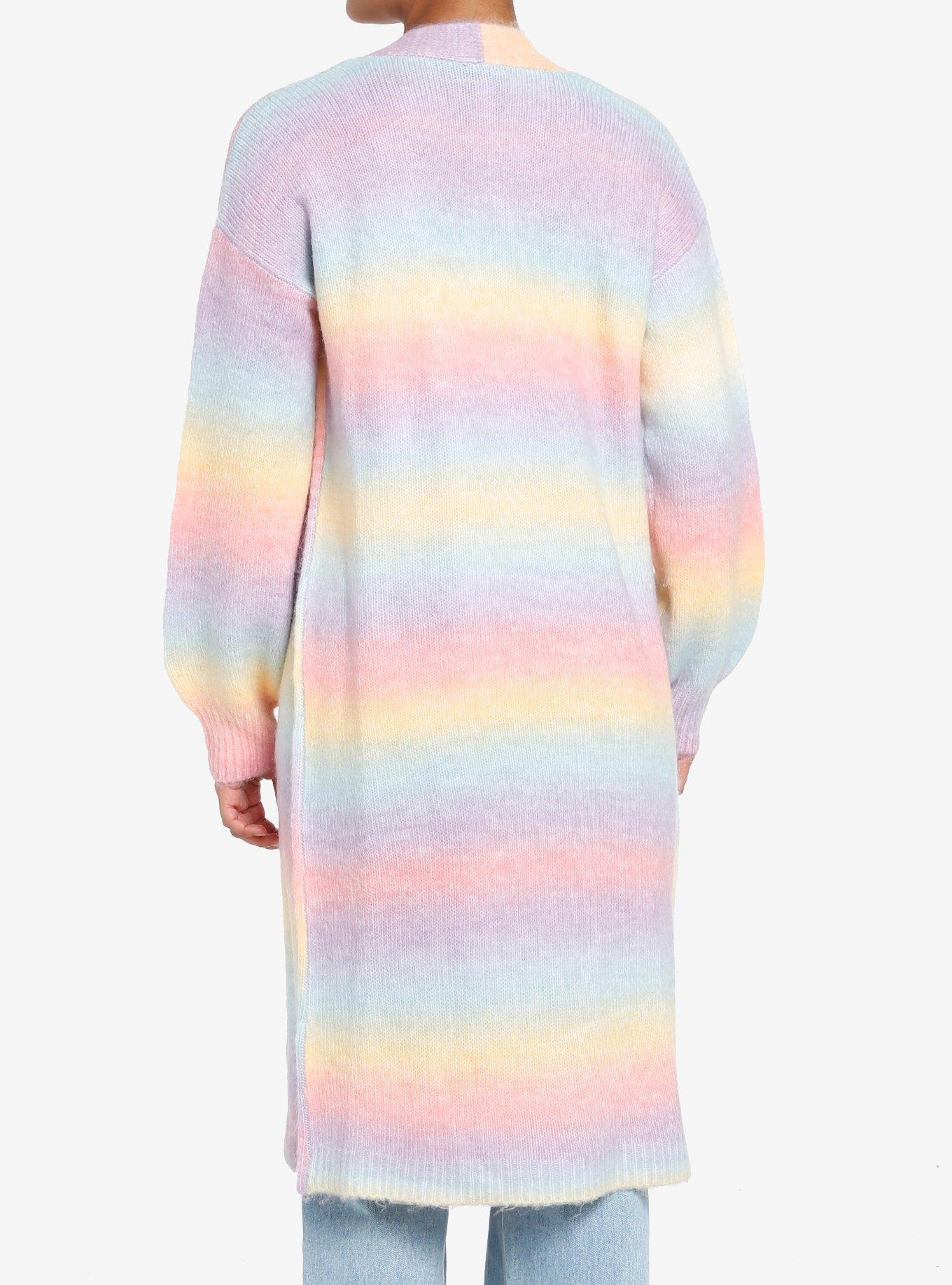 Sweet Society Pastel Rainbow Girls Long Cardigan, RAINBOW, alternate
