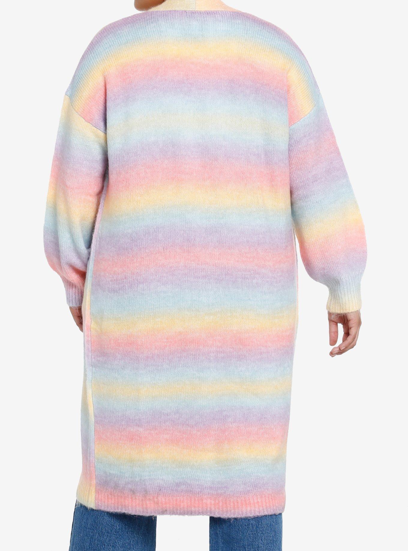 Sweet Society Pastel Rainbow Girls Long Cardigan Plus Size, RAINBOW, alternate