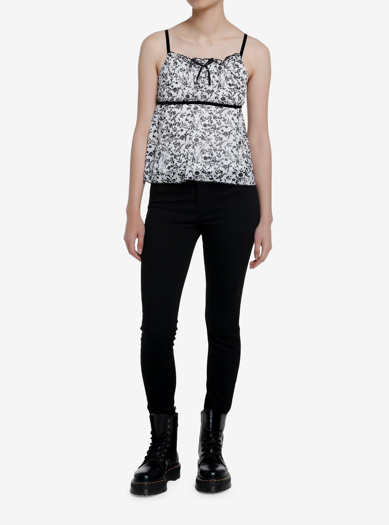 Black & White Rose Baby Doll Girls Cami, ROSE, alternate