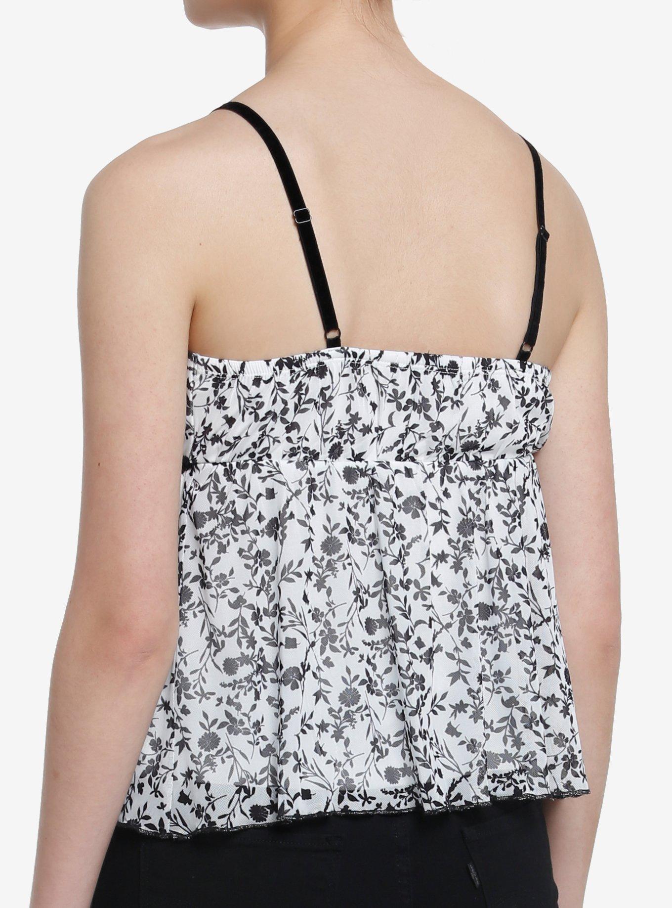 Black & White Rose Baby Doll Girls Cami, ROSE, alternate