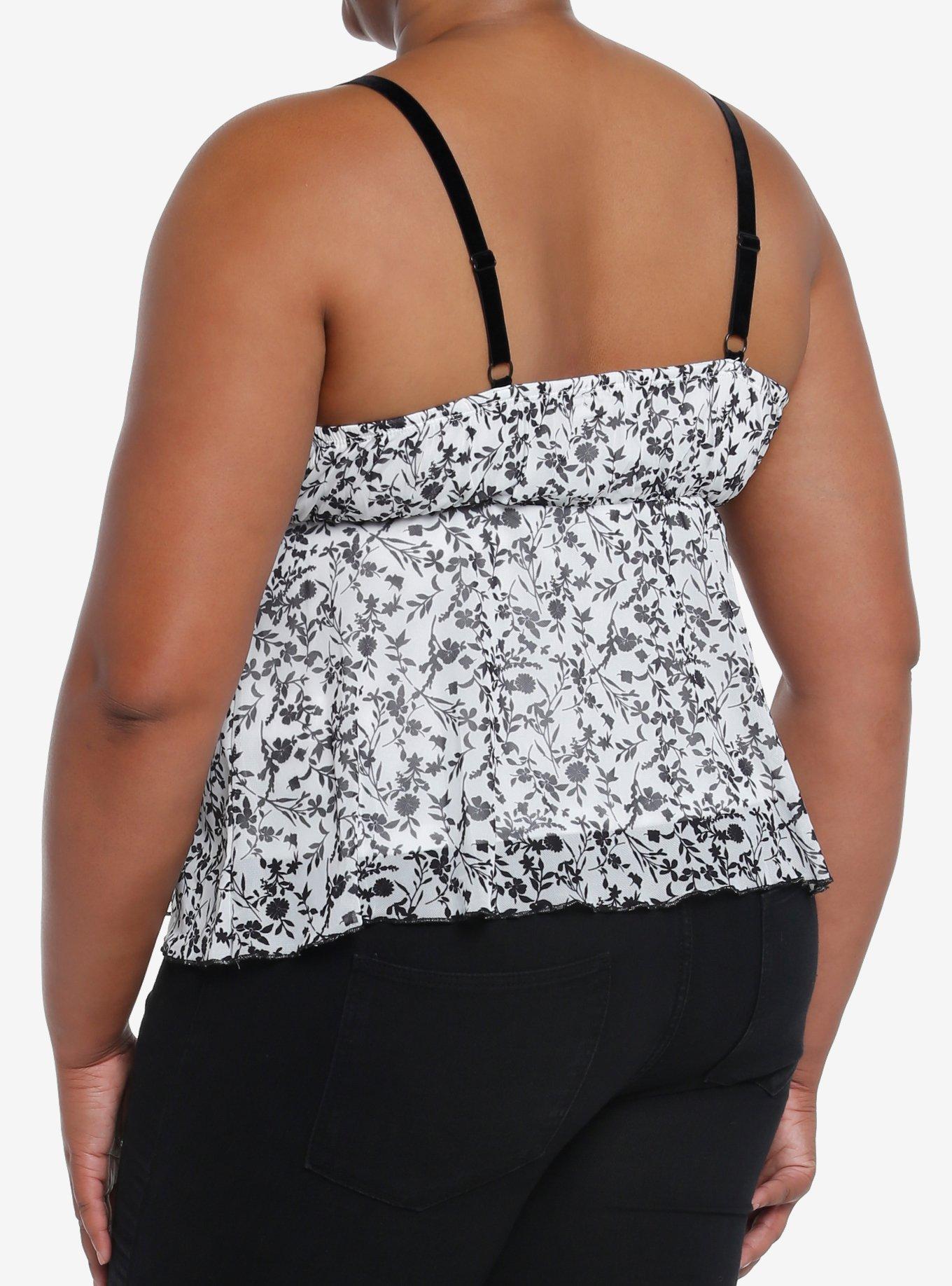 Black & White Rose Baby Doll Girls Cami Plus Size, ROSE, alternate