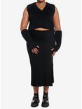 Cosmic Aura Black Fuzzy Girls Vest With Arm Warmers Plus Size, BLACK, alternate