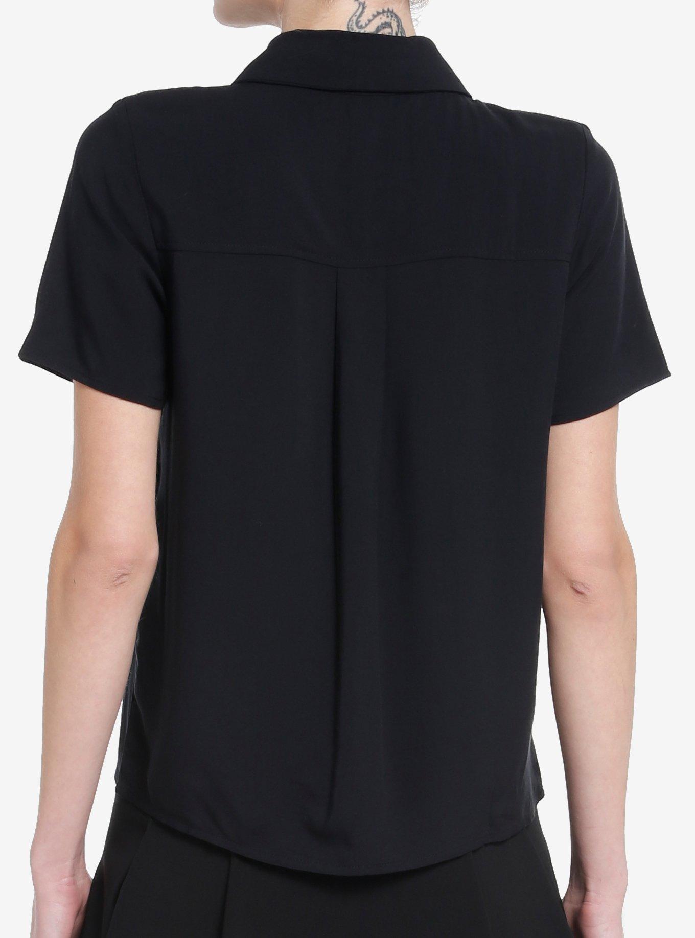 Social Collision Black Plaid Tie Girls Woven Button-Up, BLACK, alternate