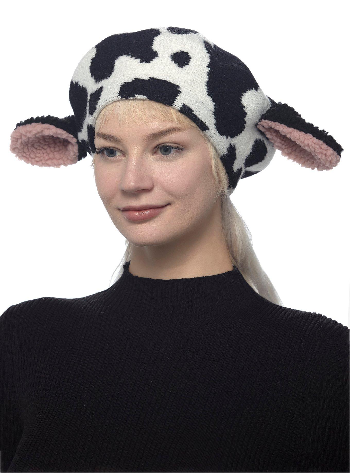 Fuzzy Cow 3D Ears Beret, , alternate