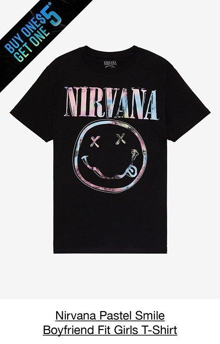 Nirvana Pastel Smile Boyfriend Fit Girls T-Shirt