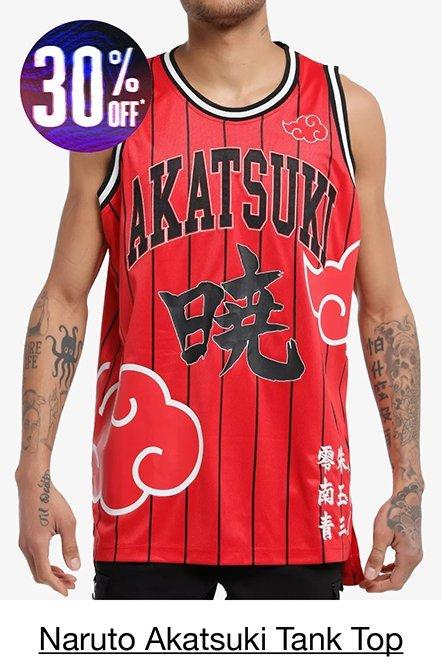 Naruto Shippuden Akatsuki Striped Basketball Jersey Tank Top