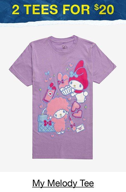 My Melody & My Sweet Piano Glitter Pastel Boyfriend Fit Girls T-Shirt