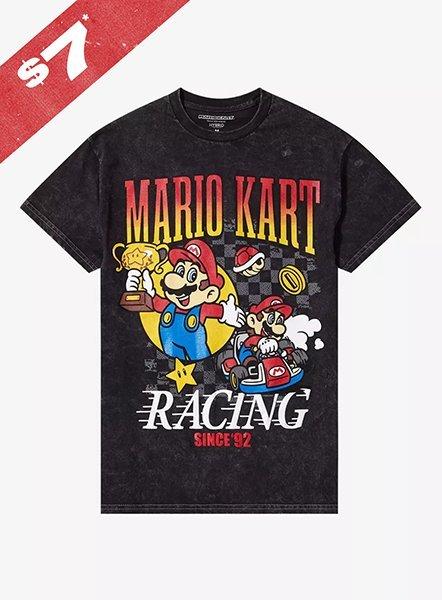Mario Kart Racing Mineral Wash Boyfriend Fit Girls T-Shirt