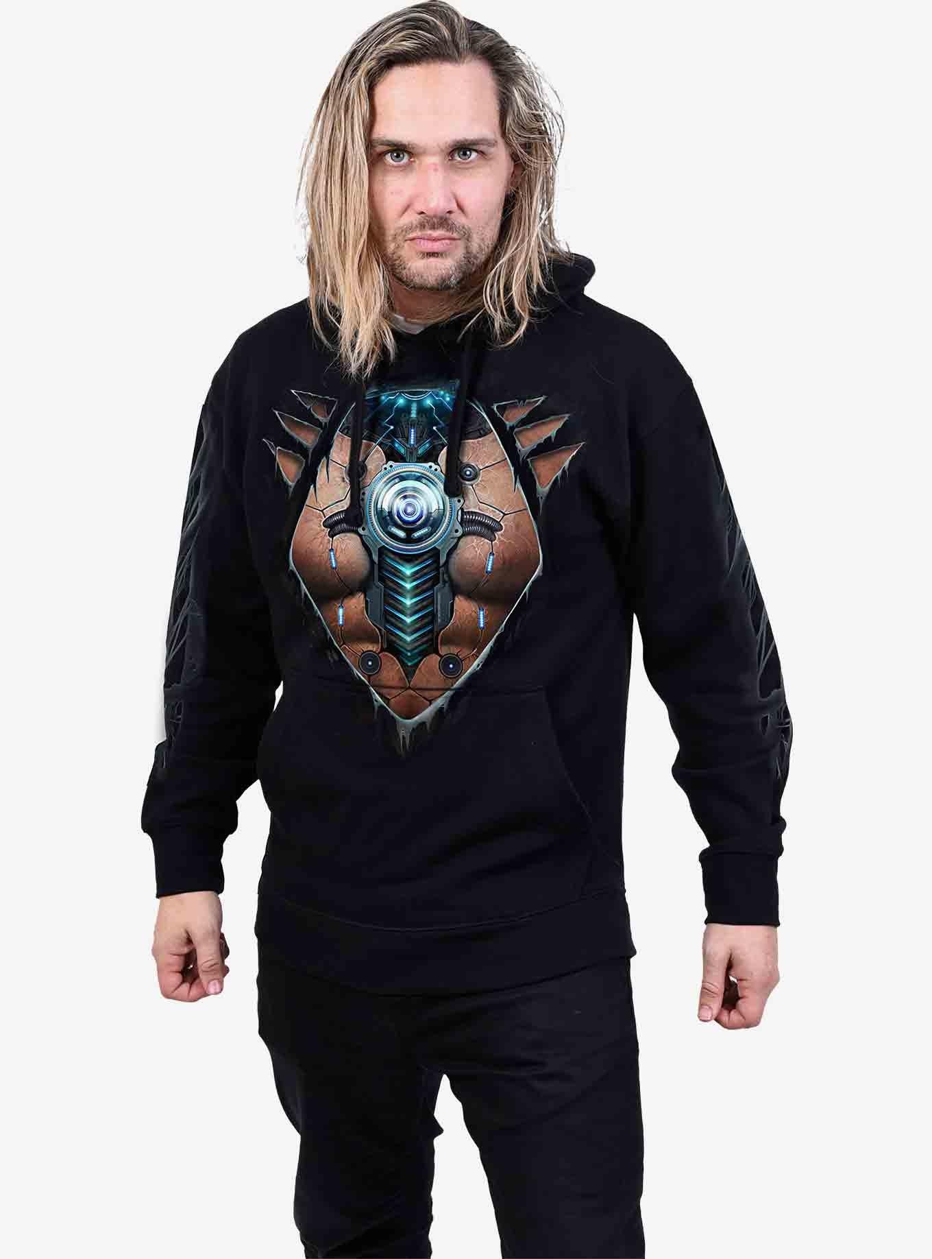 Cyber Skin Hoodie, BLACK, alternate